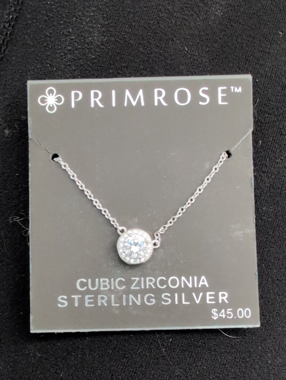 Primrose Sterling Silver Cubic Zirconia Halo Necklace - Silver